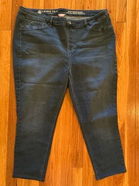 Laurie Felt Deep Blue Ankle Silky Skinny Jeans Pull On 2X